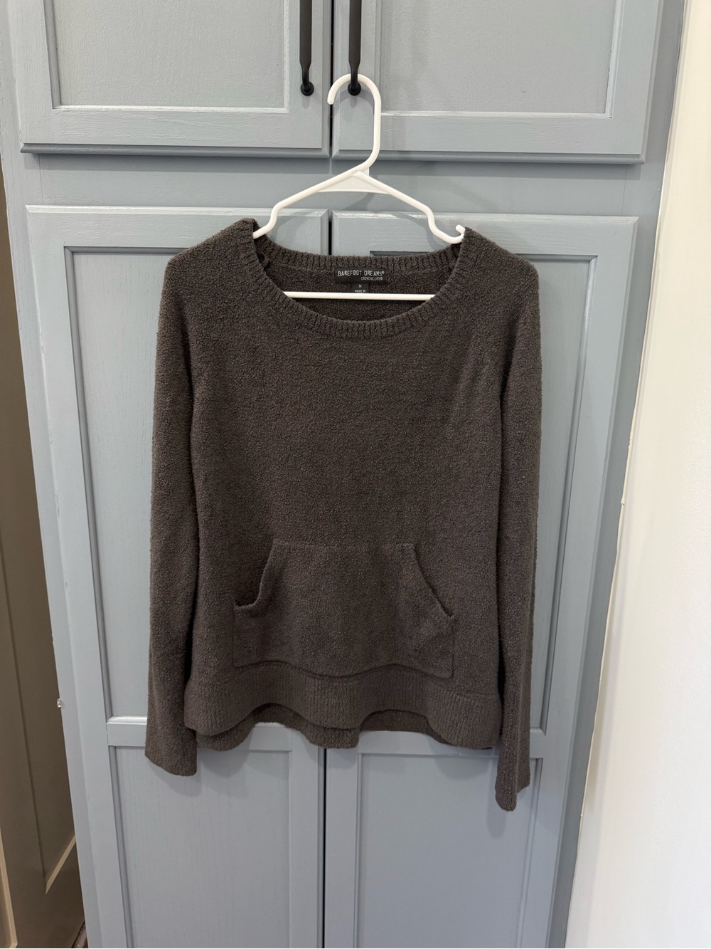 Barefoot Dreams Charcoal Scoop Neck Sweater with Front Pocket